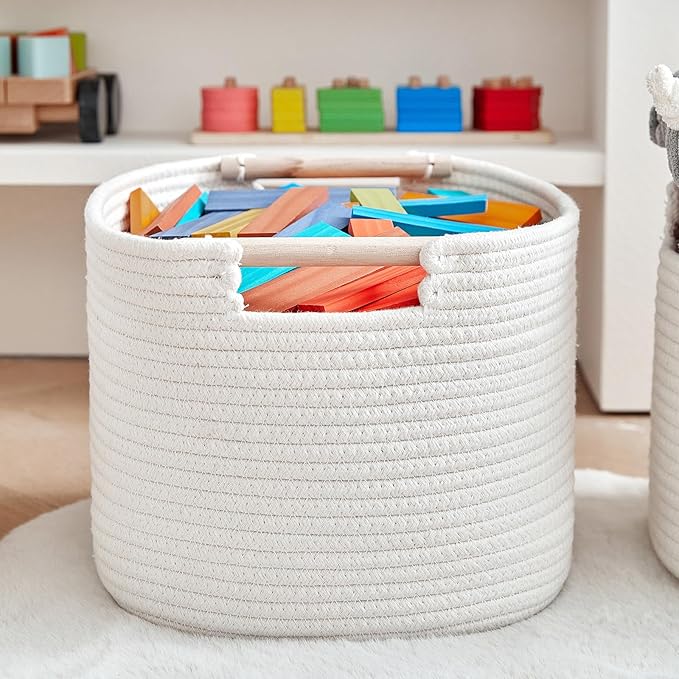 R RUNKA 3 Pack Storage Basket for Cabinet and Toy Organization - 13"x9.8"x8.7" Baskets for Storage - Baby Toy Bin - Toy Stora