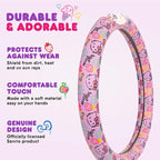 Hello Kitty Steering Wheel Cover, Official Sanrio Car Steering Wheel Cover with Universal Size 14.5-15.5, Cute Steering Wheel Cover for Women, Hello Kitty Car Accessories (Lavender Print)