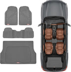 Motor Trend FlexTough Performance All Weather Rubber Car Floor Mats with Cargo Liner – Full Set Front & Rear Odorless Floor Mats for Cars Truck SUV, BPA-Free Automotive Floor Mats (Gray)