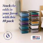 HOMZ 10-Pack Snaplock, Small Clear Plastic Storage Organizer Bins w/Lids, 6 Quart, Gray - Stackable Container Boxes for Bedro