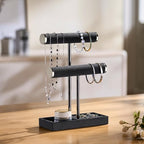 bussdis 2 Tier Bracelet Holder Display - Detachable T Bar Black Velvet Bracelet Holder, Jewelry Holder Organizer for Bracelet