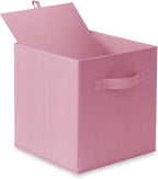 Casafield Set of 6 Collapsible Fabric Cube Storage Bins, Light Pink - 11" Foldable Cloth Baskets for Shelves, Cubby Organizer
