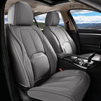 Coverado Car Seat Covers Full Set, Premium Nappa Leather Seat Covers for Car, Waterproof Car Seat Protector with Lumbar Suppo