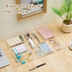 2 Pcs Acrylic Desk Drawer Organizer Maximum 11.8 x 17 x 1.9 Inch Expandable Drawer Organizer Trays with 7 Adjustable Compartm