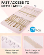BAGSMART Hanging Jewelry Organizer Storage Roll with Hanger Metal Hooks Double-Sided Jewelry Holder for Earrings, Necklaces, 