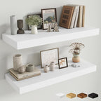 Fun Memories 32 x 12 Floating Shelves Wall-Mounted - Rustic Wood Shelf - 12 Inch Deep Floating Shelves for Wall - Large Stora