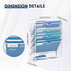 5 Tier Wall File Organizer - Hanging File Organizer with 5 Hooks, Mail Holder Wall Mounted for Papers, Folders, Magazines, Bi