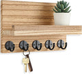 Lwenki Key Holder for Wall, Decorative Key and Mail Holder with Shelf Has Large Key Hooks for Bags, Coats – Paulownia Wood Ke