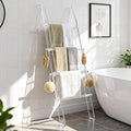 MESAILUP Blanket Ladder 5.6FT for Bathroom, 4 Tier Modern Decor Waterproof Blanket Holder for Living Room and Bedroom, Easy A