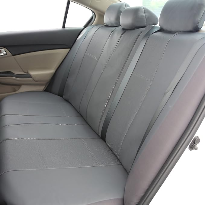 FH Group PU007013 Deluxe Leatherette Bench Seat Covers, 40/60, 60/40, 50/50 and 40/20/40 Split, Gray Color w. Gift- Fit Most 