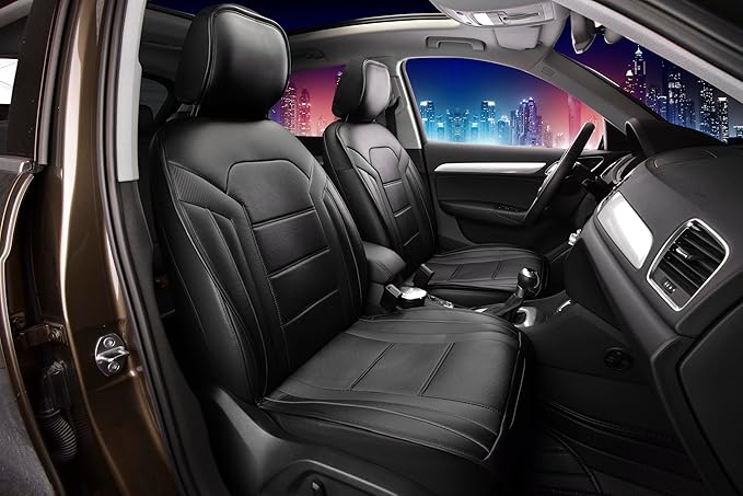 FH Group Front Set Faux Leather Car Seat Cushions - Seat Covers for Low Back Seat, Universal Fit, Airbag Compatible Seat Cove