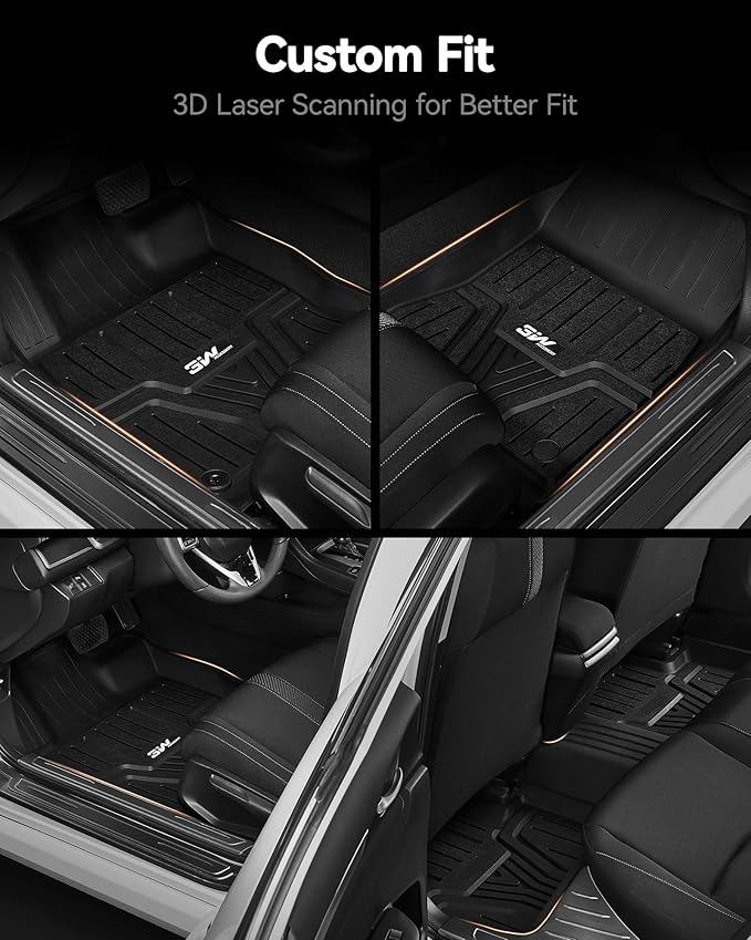 3W Floor Mats Fit for 2022-2025 2026 Honda Civic & Acura Integra 2023-2025(Not Fit Hybrid/Manual), Custom Fit Floor Liner for 1st 2nd Row Full Set TPE All-Weather Car Liners Black