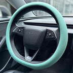 PINCTROT Nappa Leather Steering Wheel Cover for Tesla Model Y/3 Highland/Juniper, D Shaped 14 Inch Small Sized with Breathabl