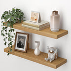 Heimlove 24 Inch Floating Shelves for Wall,Mounted Storage Wood Shelves with Invisible Brackets Hanging Shelf for Bedroom,Liv