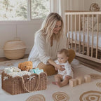 HBlife Large Baby Diaper Caddy, Paper Rope Storage Baskets Nursery Bin with Removable Divider, Portable Car Organizer for Dia
