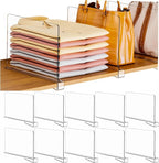 Clear Acrylic Shelf Dividers for Closet Organization - 10 Pack Closet Shelf Divider for Sweatshirt,Towel,Bag,Purse,Clothing,S