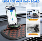 Multifunction Car Anti Slip Mat,Multi-Functional Support Anti-Slip Pad,360° Rotatable Phone Holder Car Dashboard Mat with Tem