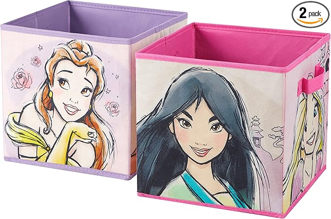 Disney Princess Collapsible Storage Cubes, Set of 2, 10"x10"