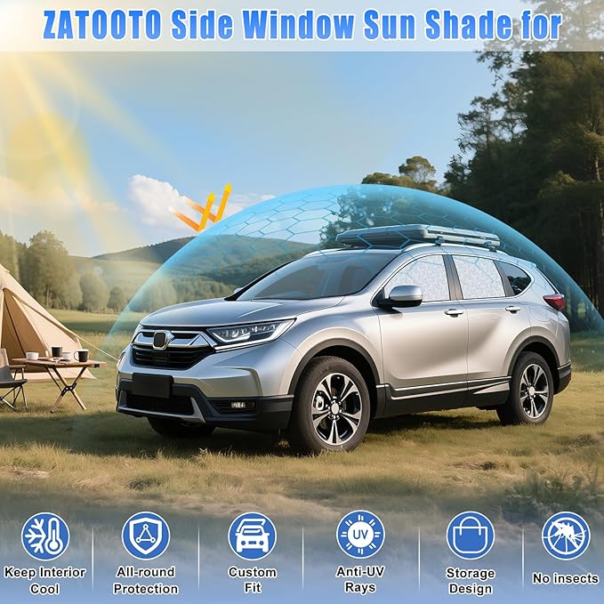 ZATOOTO Car Window Shades for Toyota 4Runner 2017-2024, 4 Pcs Magnetic Car Window Covers, 100% UV Protection Foldable Privacy Curtains Side Window Sun Shade for Baby Breastfeeding Sleeping Camping