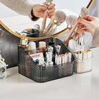 DASITON Large Capacity Makeup Brush Holder,5 Slot Makeup Brush Cup,Vintage striped Make Up Brush Holder,for Vanity Decor,Bath