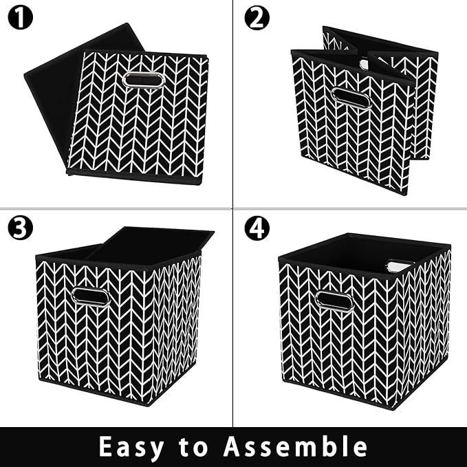 Fabric storage bins Cubes, Fabric Cube Organizer with Handle, Foldable Cube Bins for Cloth or Accessary Storage, 11x11x11, Se