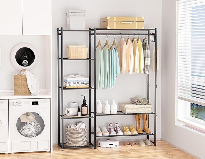 Neprock Wardrobe Closet, Portable Clothing Rack for Hanging Clothes, Free Standing Closet Organizers and Storage System with 