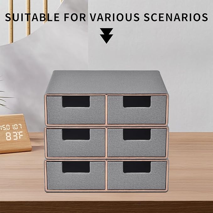 PU Leather Stackable Organizer Drawer,Grey