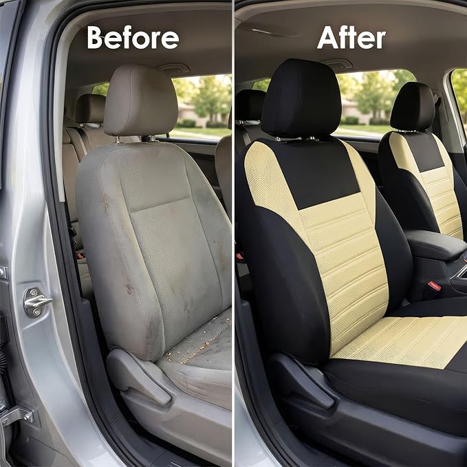 FH Group Automotive Car Seat Covers Full Set Premium 3D Air Mesh Front Seat Covers, Airbag Compatible & Split Bench Cover Uni