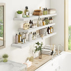 Fun Memories 36 Inch Floating Shelves - Rustic Wooden Wall Shelves - Wall Mounted Storage Shelf with Invisible Brackets - Ext