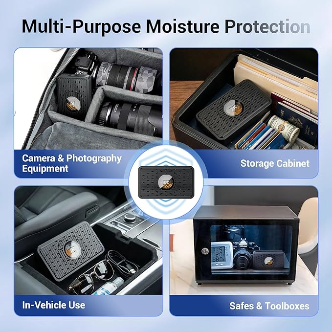 Auto Power-off Rechargeable Desiccant Dehumidifier with USB-C Cable, Reusable Portable Moisture Humidity Absorber Dryer