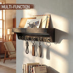 Rebee Vision Key Holder Wall Mount with Shelf – Rustic Key Holder for Wall with 5 Hooks for Keys & Leashes – Stylish Entryway