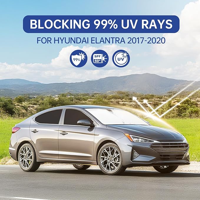 Car Window Shades for Hyundai Elantra 2017-2020, Full Car Window Covers for Privacy, Sunshades for Elantra Front Rear Windshield Side Windows to Block UV and Protect Privacy(6pcs)