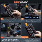 OlarHike Tire Inflator Portable Air Compressor, 150PSI Dual Power - 6000mAh & 12V DC, Cordless Air Pump for Car Tires, Bike, Motorcycle, Balls with LED & Digital Pressure Gauge, Auto Shut‑Off