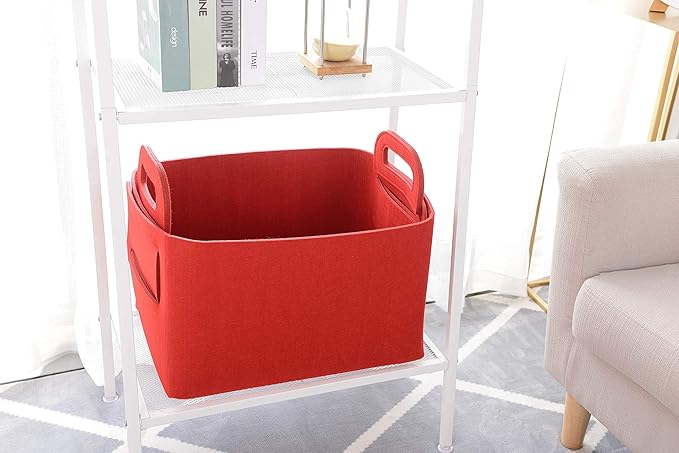 Minoisome Storage Basket Felt Storage Bin Collapsible& Convenient Box Organizer with Carry Handles for Office Bedroom Closet 