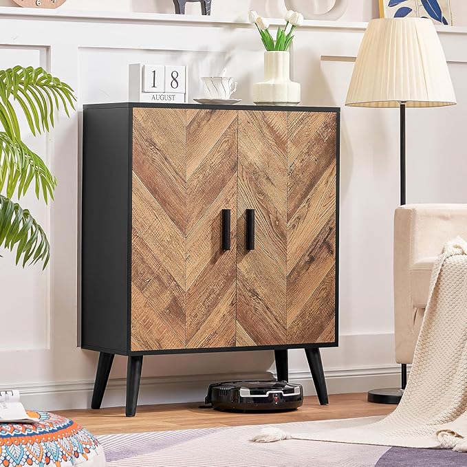 Iwell Storage Cabinet with 2 Shelves & Doors, Sideboard Buffet Cabinet with Storage, Entryway Cabinets, Accent Cabinets for L