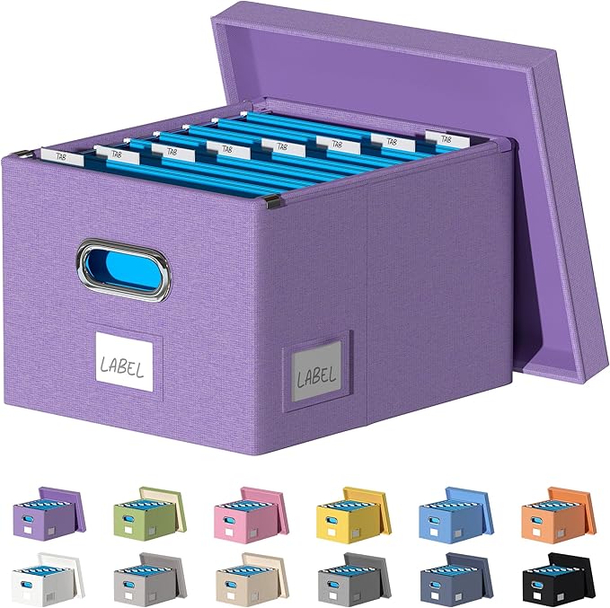 File Organizer Collapsible Storage Box for Office File Box with Lids Document Organizer for Office and Home Easy Slide Durabl