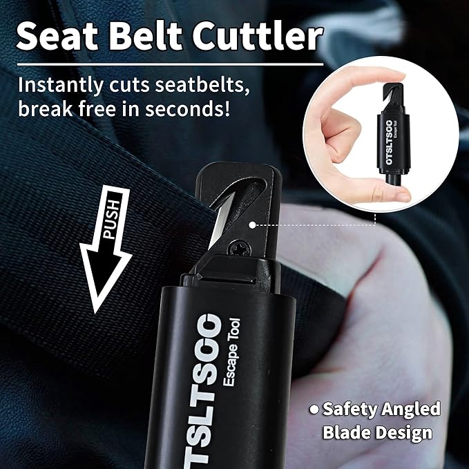 Window Breaker Seatbelt Cutter, Car Safety Hammer Life Escape Tool 2-in-1 Portable, 2 Pack Automotive Emergency Glass Breaker