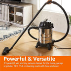 Amazon Basics Wet Dry Shop Vacuum Cleaner, 6 Gallon, 3.5 HP Stainless Steel, with Filter, Grey/Black