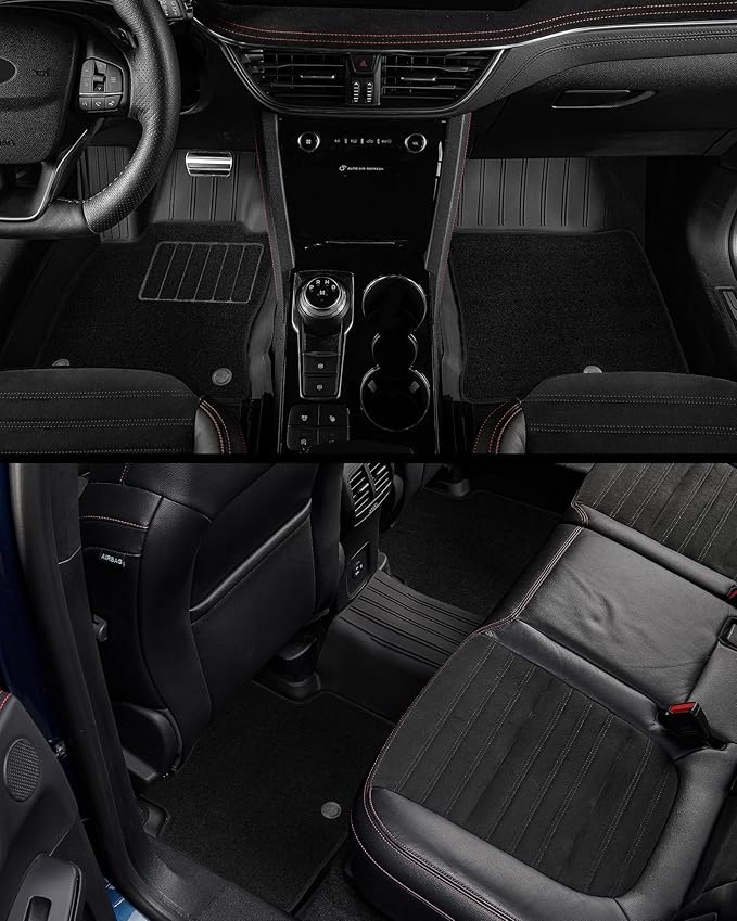 3W Floor Mats & Cargo Liner – Full Set (1st, 2nd & 3rd Row with Carpet) for Jeep Grand Cherokee L 2021-2025 2026 (Only for 6 Seat), Custom Fit TPE, All-Weather Waterproof,Black