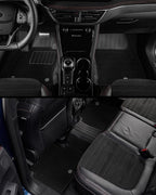 3W Floor Mats & Cargo Liner – Full Set (1st, 2nd & 3rd Row with Carpet) for Jeep Grand Cherokee L 2021-2025 2026 (Only for 6 Seat), Custom Fit TPE, All-Weather Waterproof,Black