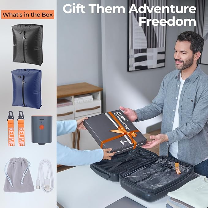 Relime Classic Series Vacuum Bags for Travel Luggage with Wireless Pump, Compression Bags for Carry On Suitcases and Backpack