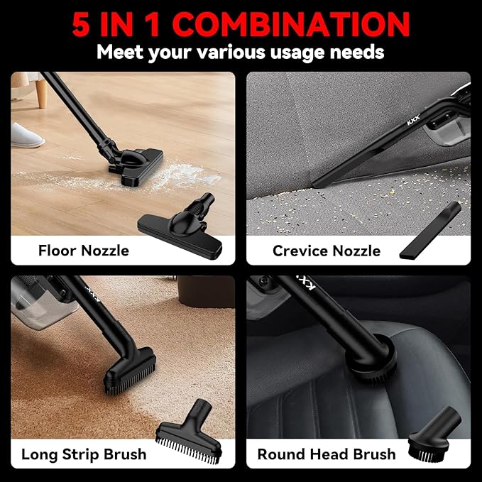 KXX Cordless Vacuum for Milwaukee M18 Battery, 5 in 1 Handheld Electric Vacuum Cleaner with 500W Powerful Motor, 46 CFM Porta