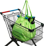 Handy Sandy 3-Pack Reusable Grocery Cart Bags – Foldable Shopping Organizers with Universal Cart Clips, PE Board Base