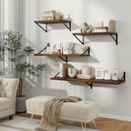 Floating Shelves, 12 Inch Deep Rustic Wood Wall Storage, 16W x 12D Wall Shelves Set of 2, Heavy Duty Metal Brackets, Large In