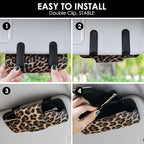 Sunglass Holder for Car Visor, Car Sunglasses Holder Leather, Eyeglasses Holder Glasses Storage Case Visor Accessories