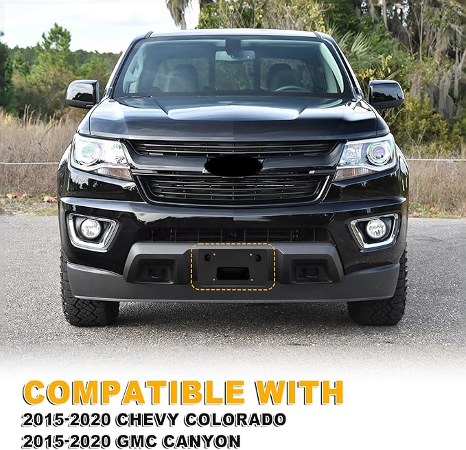 Front Bumper License Plate Frame Bracket Compatible with Chevy Colorado/GMC Canyon 2015 2016 2017 2018 2019 2020, Black Licen