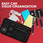 Firestone Car Sun Visor Organizer | 8 Compartment Visor Organizer for Car and Truck with Sunglasses, License, Registration Holder and Slots, Black