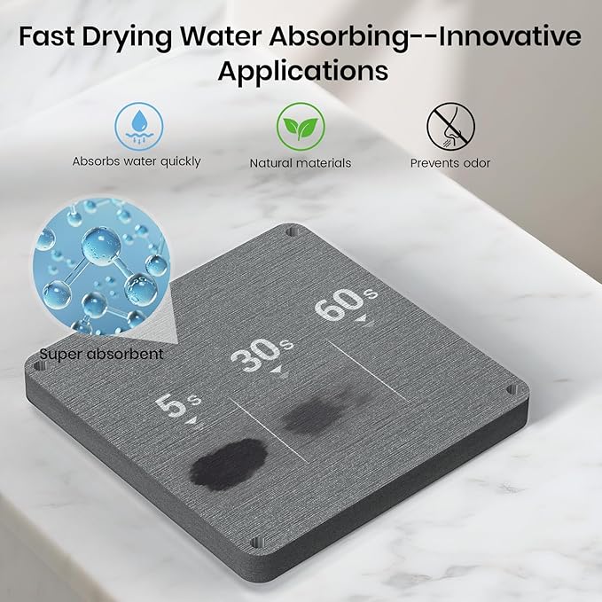 BOTEMY Toothbrush Holders with Quick Drying Mat—Black Toothbrush and Toothpaste Holder for Bathroom—Upgrade 3 Slots Openwork 