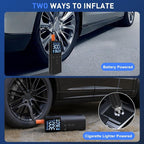 Tire Inflator Portable Air Compressor, 10000mAh Cordless Air Pump for Car Tires, Bike, Motorcycle, 150PSI Electric Air Pump with Digital Gauge, Auto-Stop, LED Light for Emergency & Travel