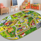 Booooom Jackson Kids Car Mat Train Rug Play Mat, 59 x 39 inches